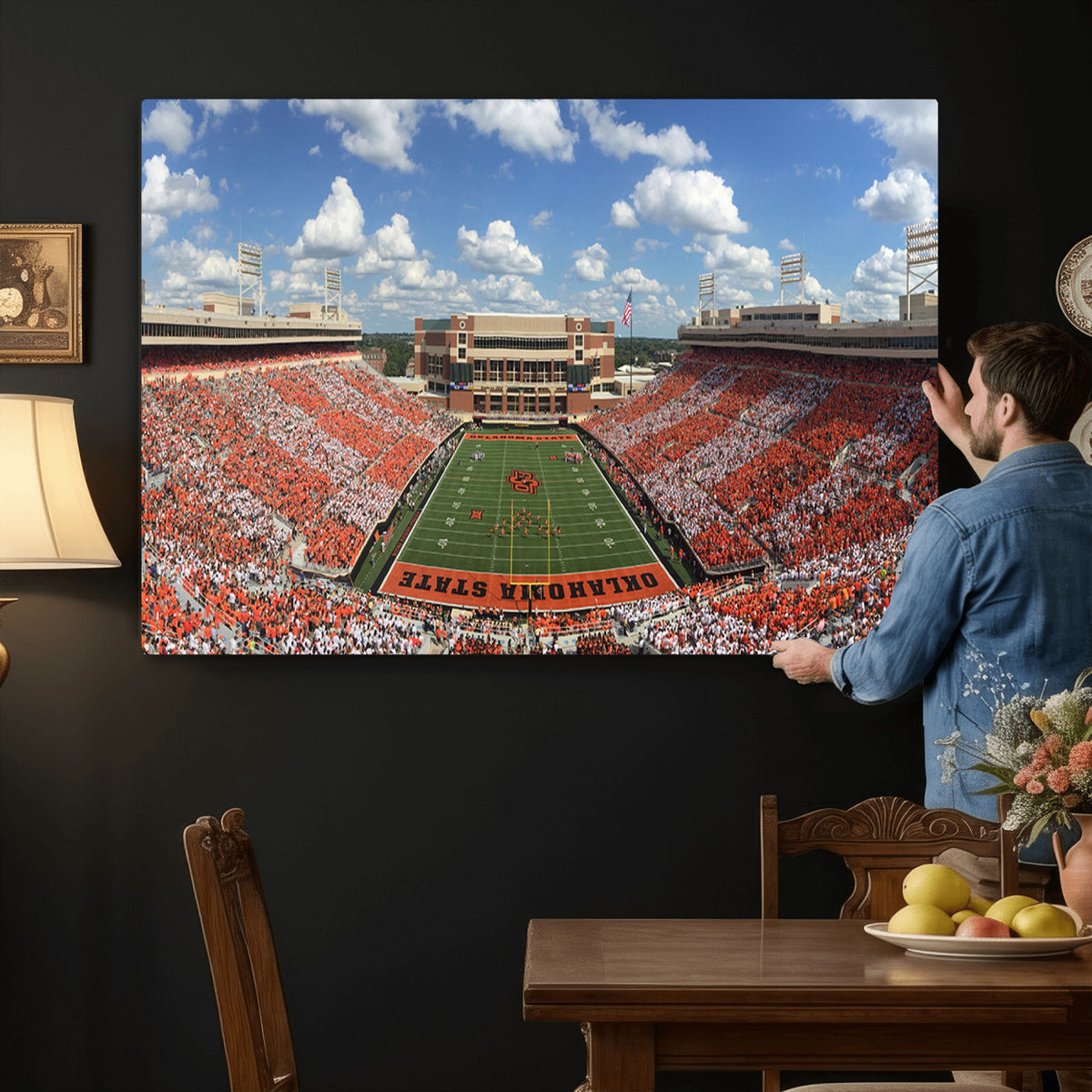 65192-MGV-CV-36X24 - Oklahoma State Cowboys Football Team Print - Stillwater Boone Pickens Stadium Wall Art Canvas Print