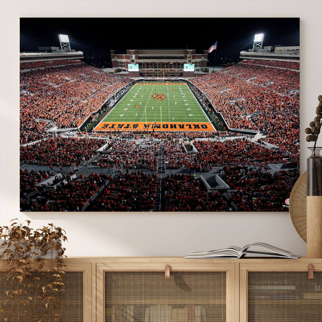 Oklahoma State Cowboys Football Team Print - Stillwater Boone Pickens Stadium Wall Art Canvas Print