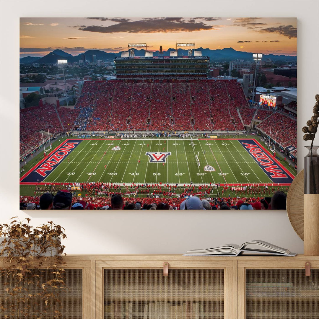 Arizona Wildcats Football Team Print - Tucson Arizona Stadium Wall Art Canvas Print