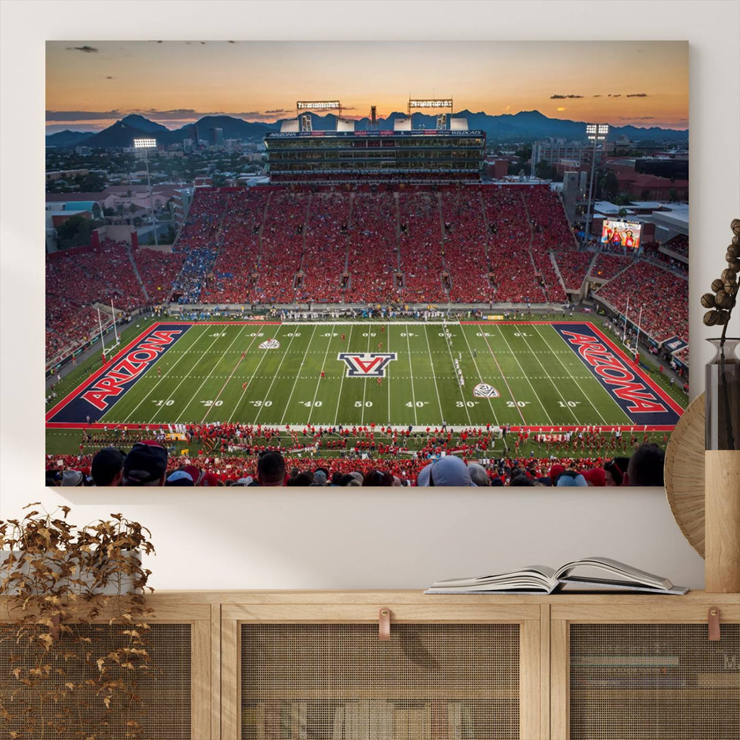 Arizona Wildcats Football Team Print - Tucson Arizona Stadium Wall Art Canvas Print