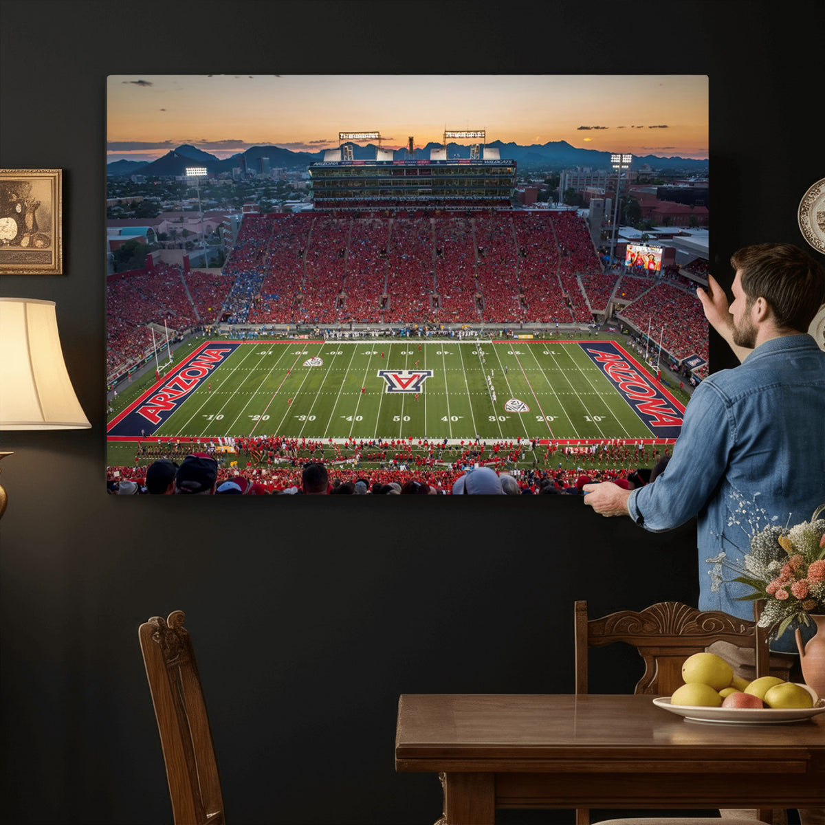 45563-MGV-CV-36X24 - Arizona Wildcats Football Team Print - Tucson Arizona Stadium Wall Art Canvas Print