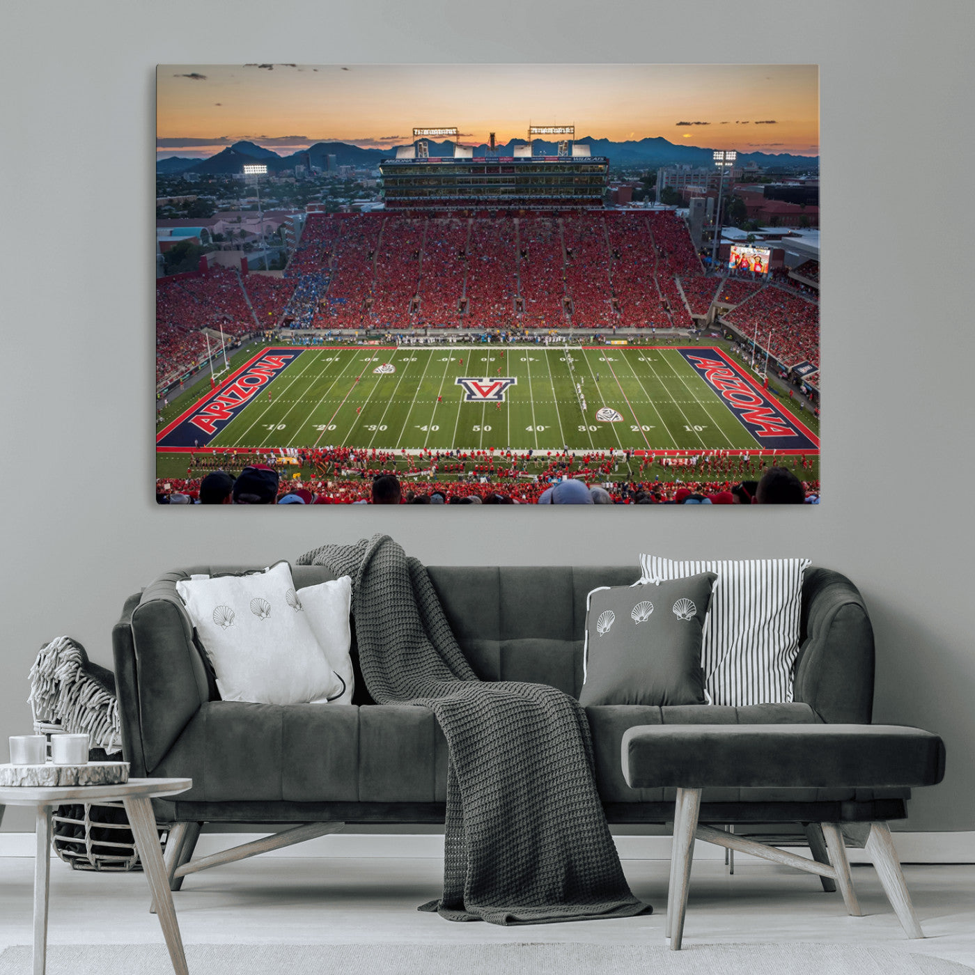 MGV-CV-36X24 - Arizona Wildcats Football Team Print - Tucson Arizona Stadium Wall Art Canvas Print