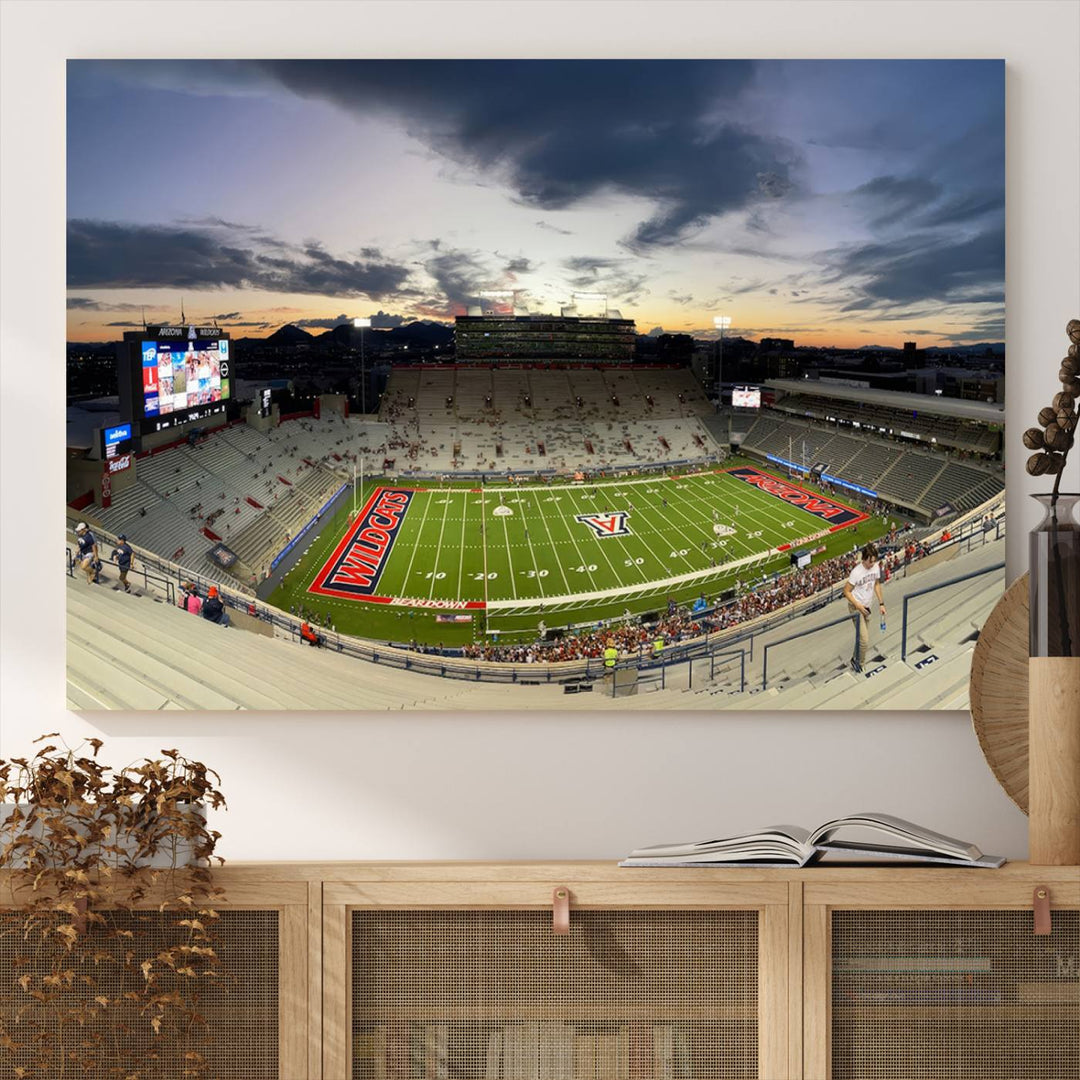 Arizona Wildcats Football Team Print - Tucson Arizona Stadium Wall Art Canvas Print