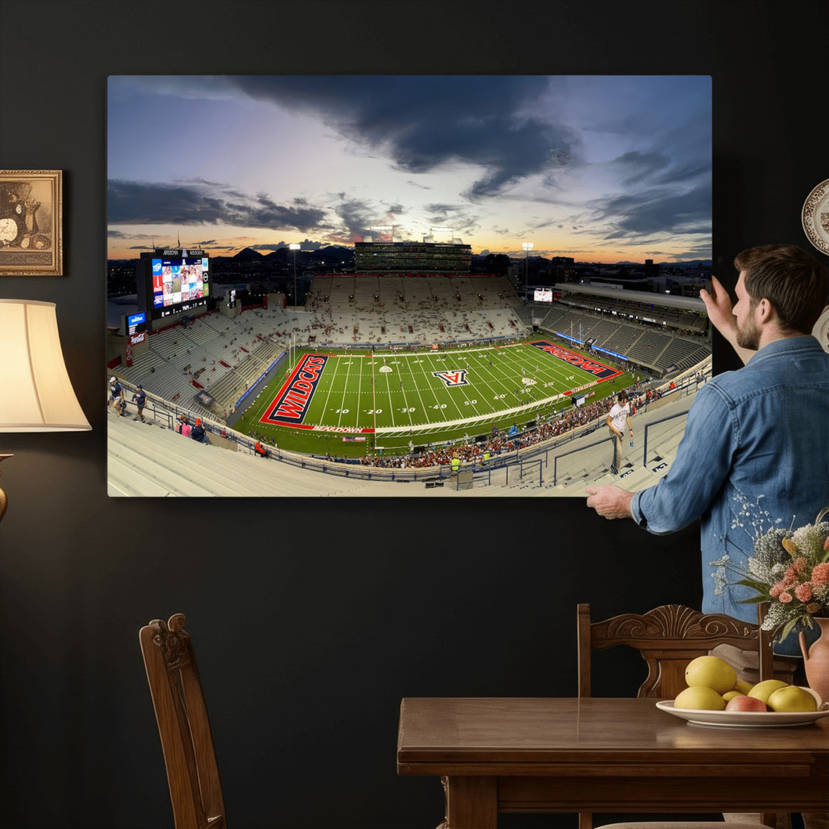 24339-MGV-CV-36X24 - Arizona Wildcats Football Team Print - Tucson Arizona Stadium Wall Art Canvas Print
