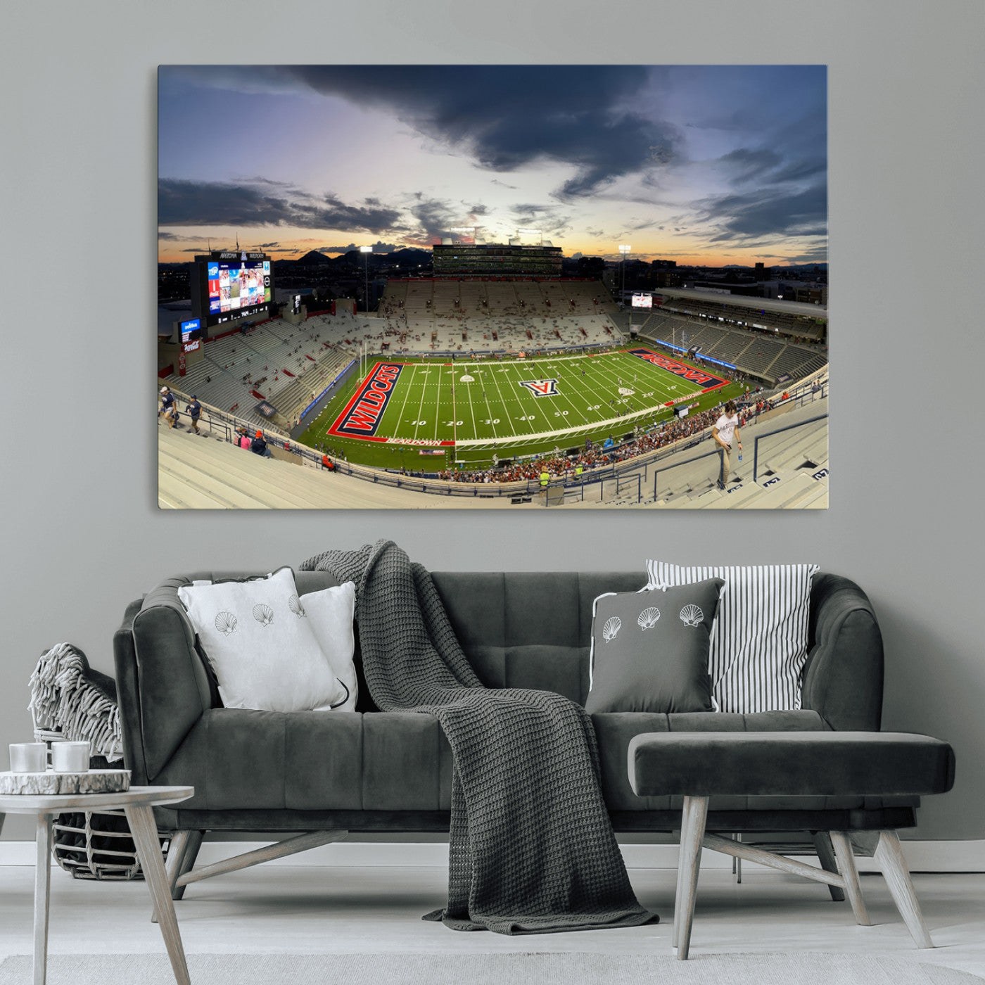 MGV-CV-36X24 - Arizona Wildcats Football Team Print - Tucson Arizona Stadium Wall Art Canvas Print