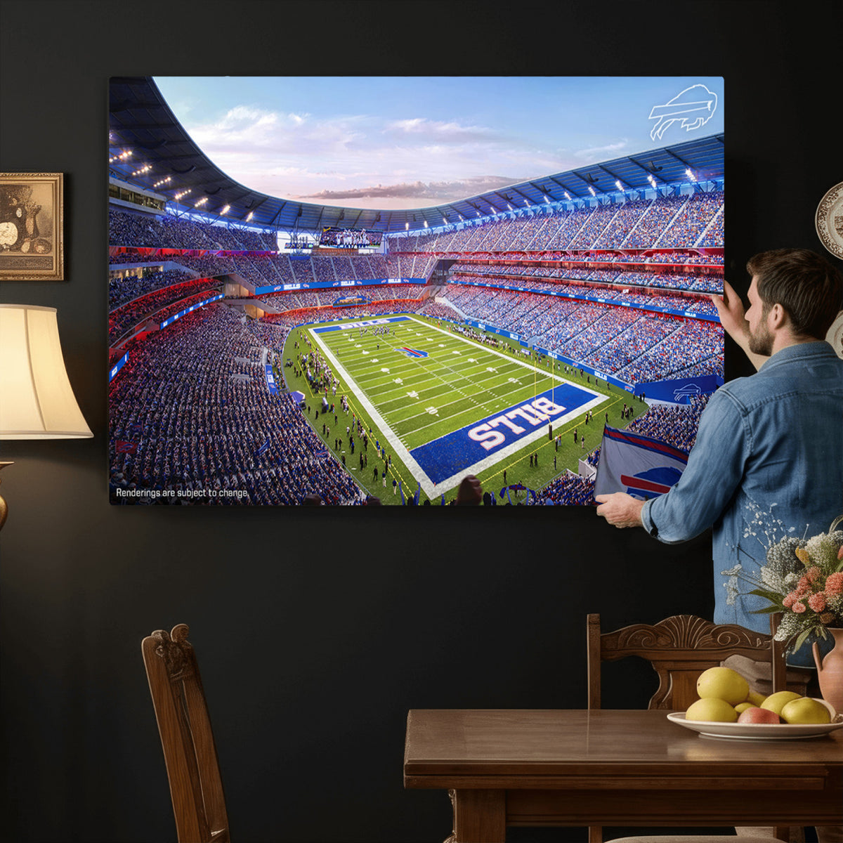 57873-MGV-CV-36X24 - Buffalo Bills Football Team Print Canvas - Buffalo Highmark Stadium Wall Art Canvas Print