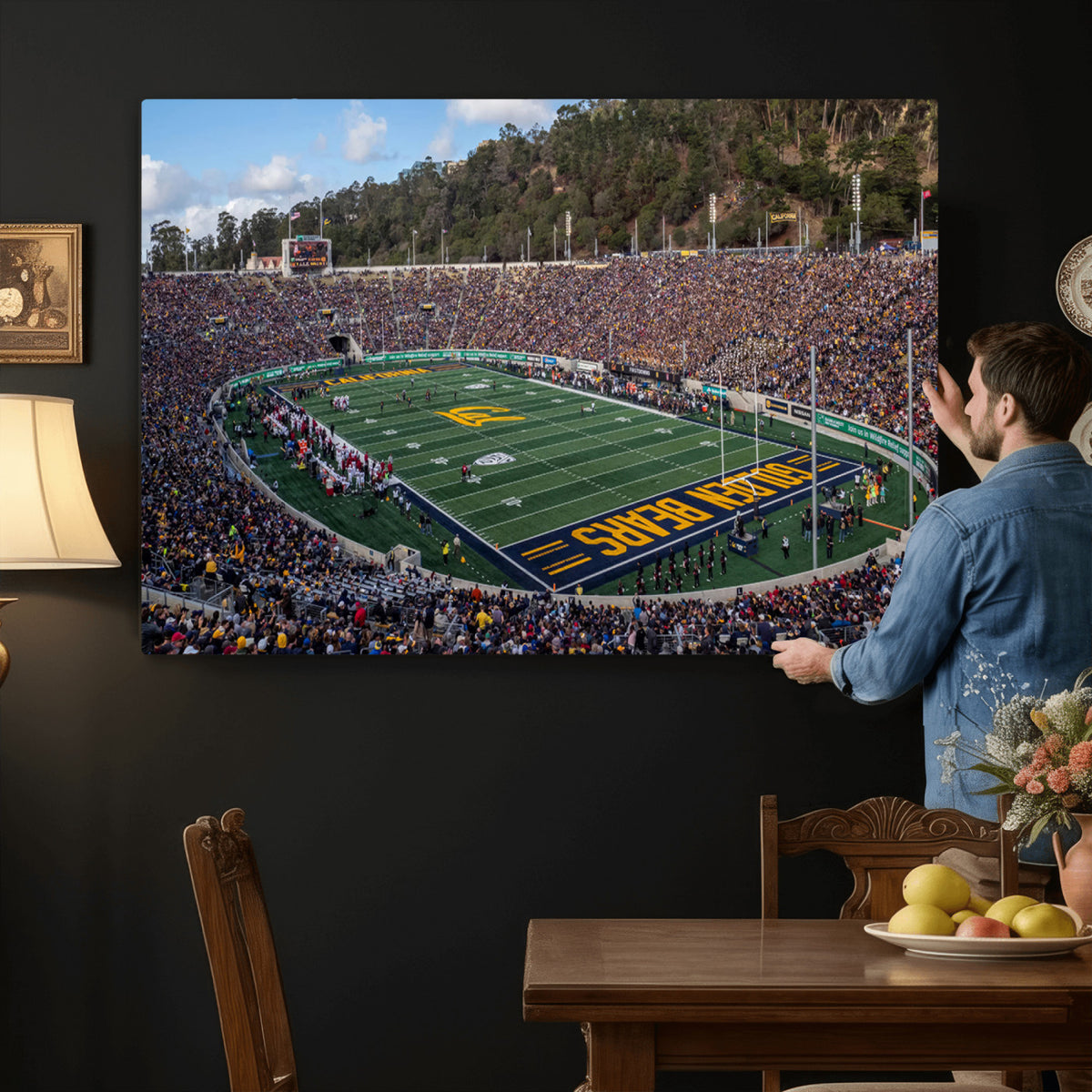 38054-MGV-CV-36X24 - University of California Golden Bears Football Team Print - Berkeley California Memorial Stadium Art
