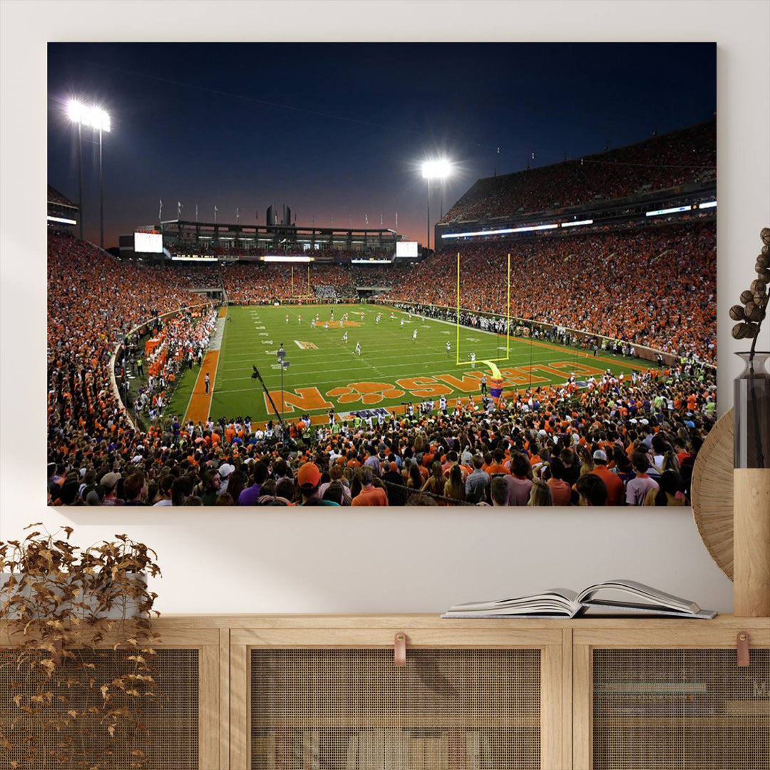 Clemson University Tigers Football Team Print - Clemson Memorial Stadium Wall Art Canvas Print