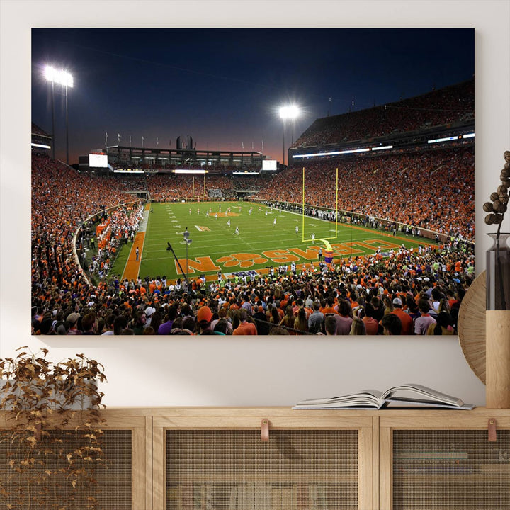 Clemson University Tigers Football Team Print - Clemson Memorial Stadium Wall Art Canvas Print