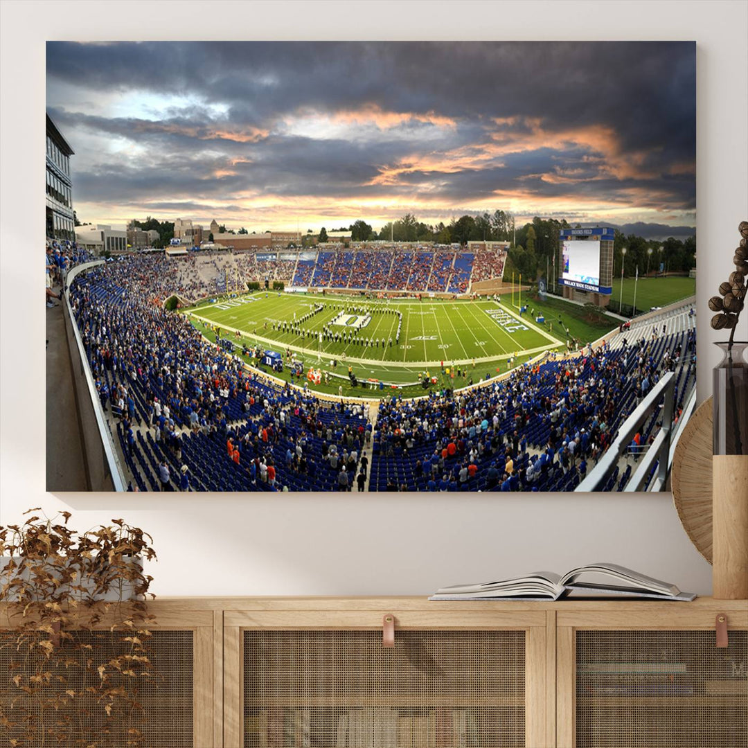 Duke University Blue Devils Football Team Print - Durham Wallace Wade Stadium Wall Art Canvas Print