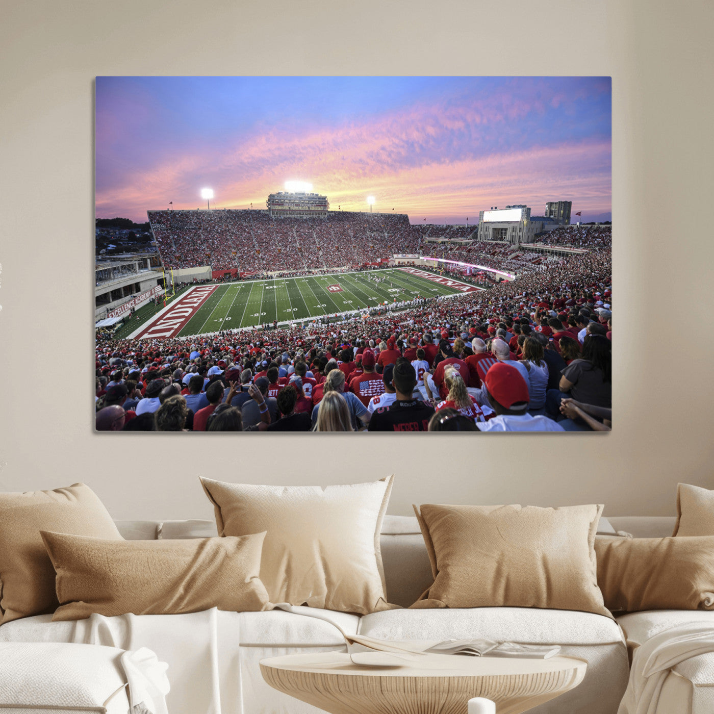 13046-MGV-CV-36X24-Indiana University Hoosiers Football Team Print - Bloomington Memorial Stadium Wall Art Canvas Print