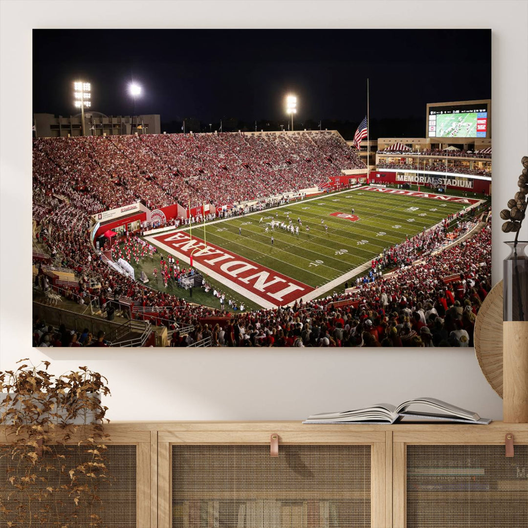 Indiana University Hoosiers Football Team Print - Bloomington Memorial Stadium Wall Art Canvas Print