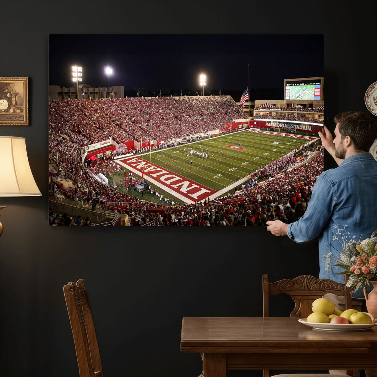 82748-MGV-CV-36X24 - Indiana University Hoosiers Football Team Print Canvas, Framed and Ready to Hang