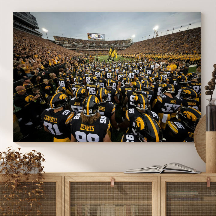 Iowa University Hawkeyes Football Team Print - Iowa City Kinnick Stadium Wall Art Canvas Print