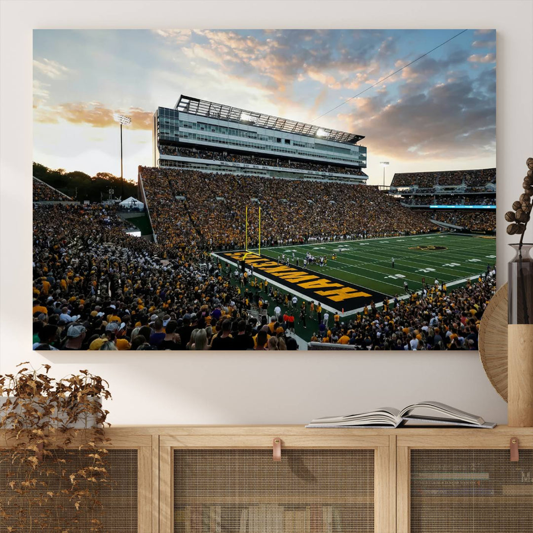 Iowa University Hawkeyes Football Team Print - Iowa City Kinnick Stadium Wall Art Canvas Print