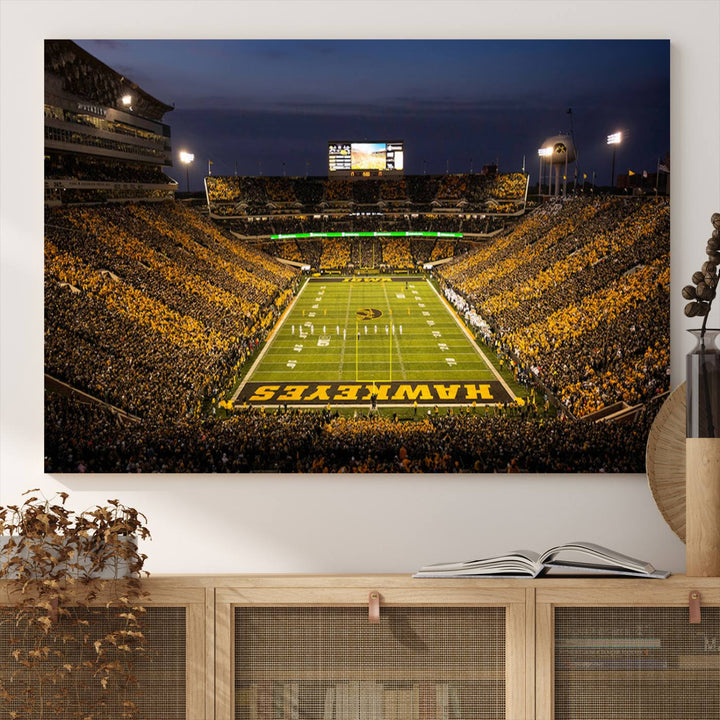 Iowa University Hawkeyes Football Team Print - Iowa City Kinnick Stadium Wall Art Canvas Print