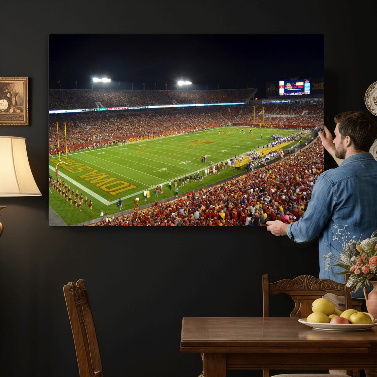 27211-MGV-CV-36X24 - Iowa State University Cyclones Football Team Print, Ames, Extra Large Game Room Wall Decor