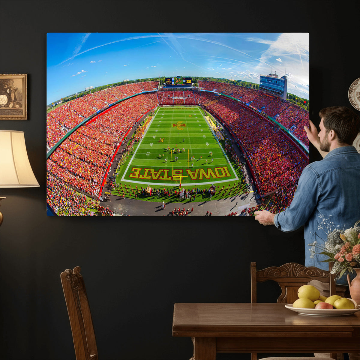36706-PAN-FL-20X10 - Iowa State University Cyclones Football Team Print - Ames Jack Trice Stadium Art Canvas Print