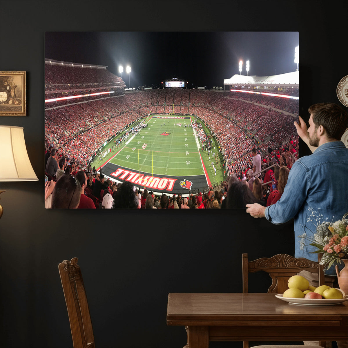 51251-PAN-FL-20X10 - University of Louisville Cardinals Football Team Print - Louisville Cardinal Stadium Wall Art Canvas