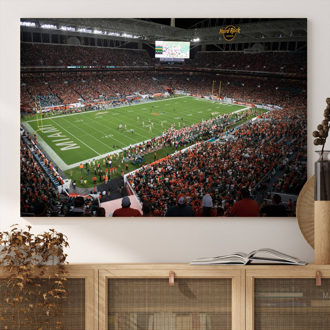 Miami Hurricanes Football Team Print - Miami Hard Rock Stadium Wall Art Canvas Print