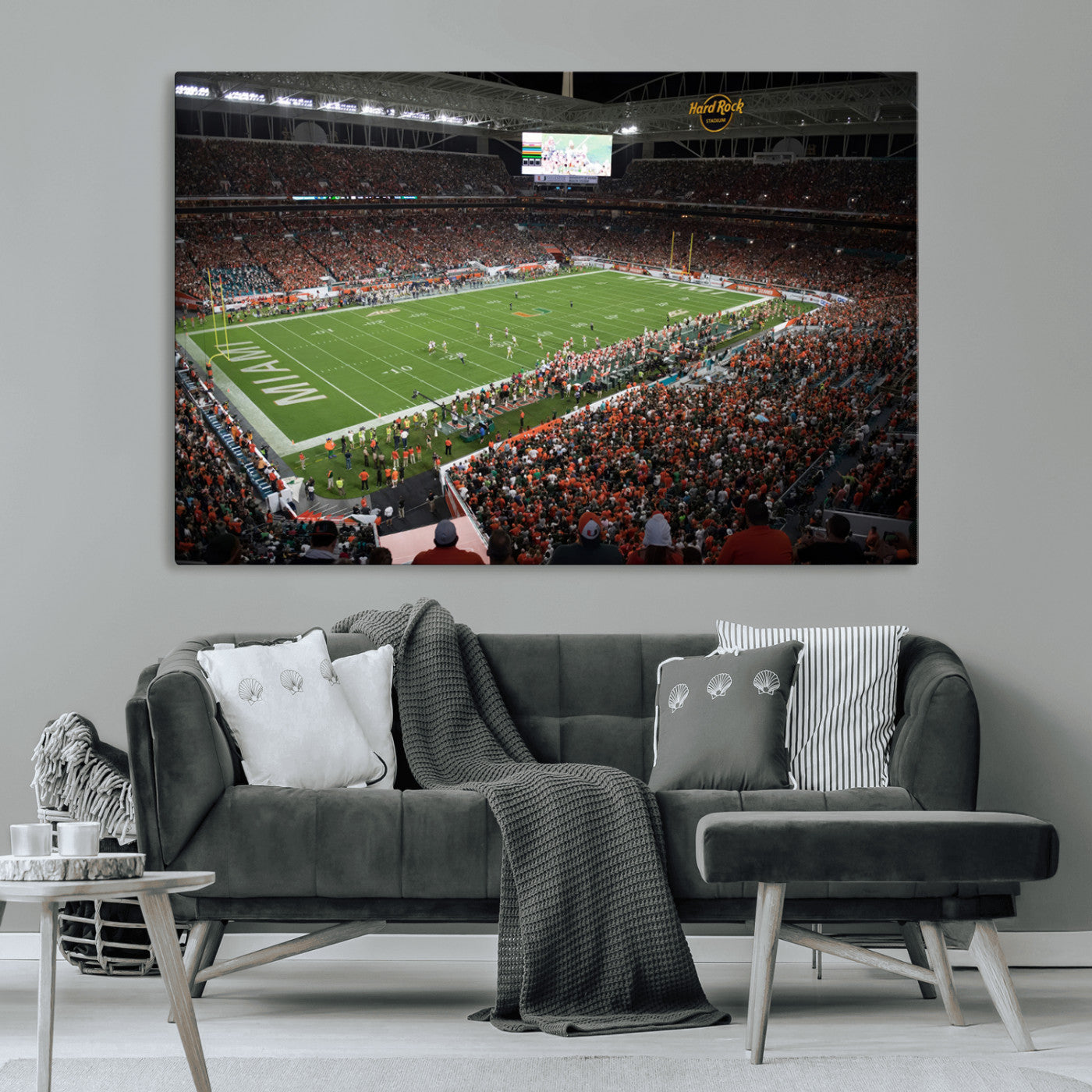 MGV-CV-36X24 - Miami Hurricanes Football Team Print Canvas- Miami Hard Rock Stadium Wall Art Canvas Print