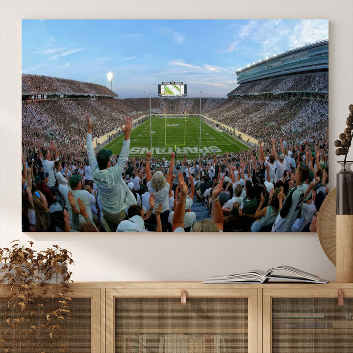 Michigan State Spartans Football Team Print - East Lansing Spartan Stadium Wall Art Canvas Print