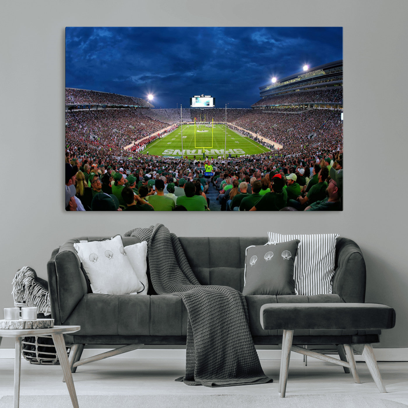 MGV-CV-36X24 - Michigan State Spartans Football Team Print - East Lansing Spartan Stadium Wall Art Canvas Print