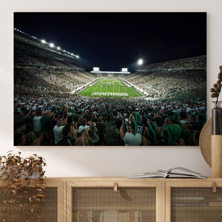 Michigan State Spartans Football Team Print - East Lansing Spartan Stadium Wall Art Canvas Print