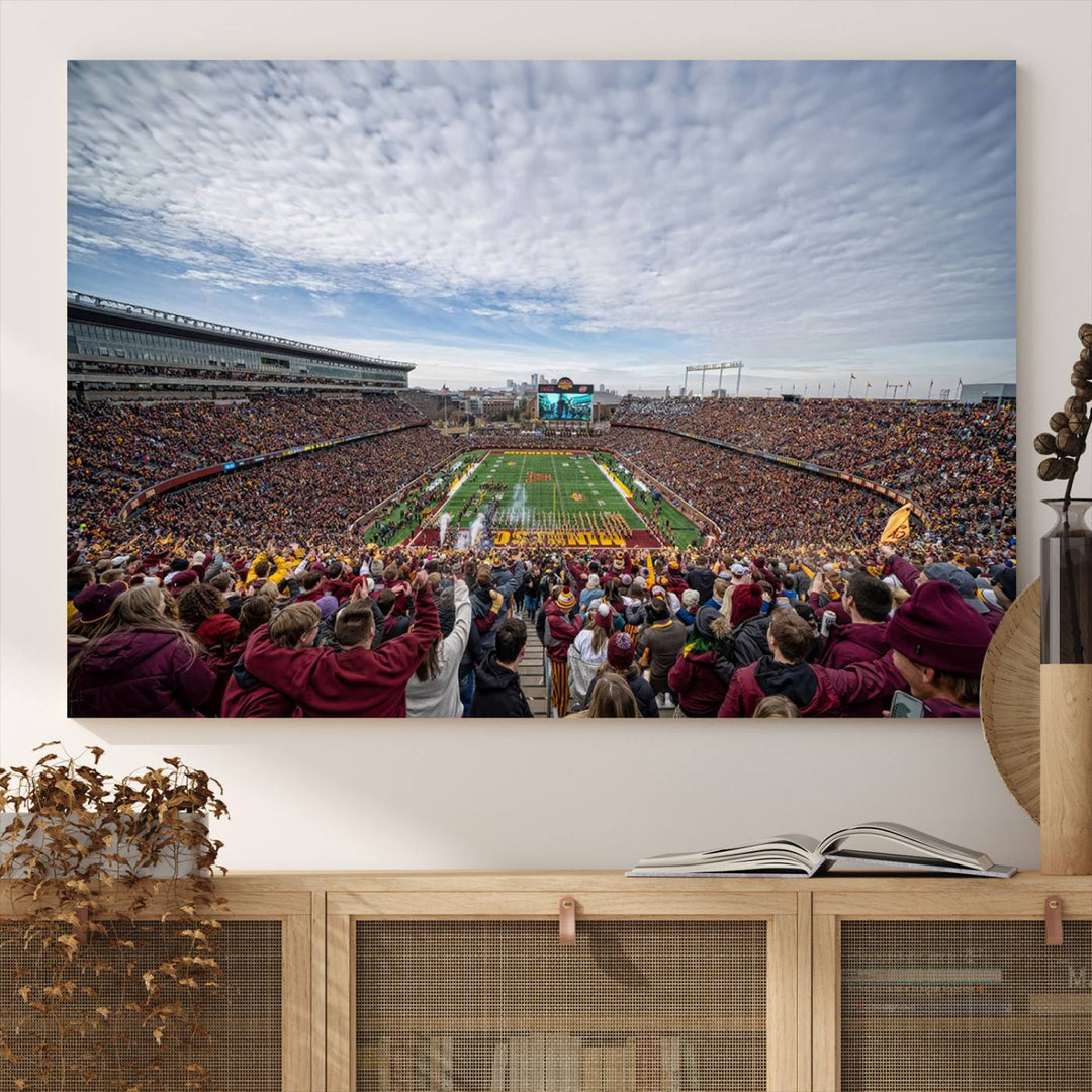 University of Minnesota Golden Gophers Football Team Print - Minneapolis Huntington Bank Stadium Wall Art Canvas Print