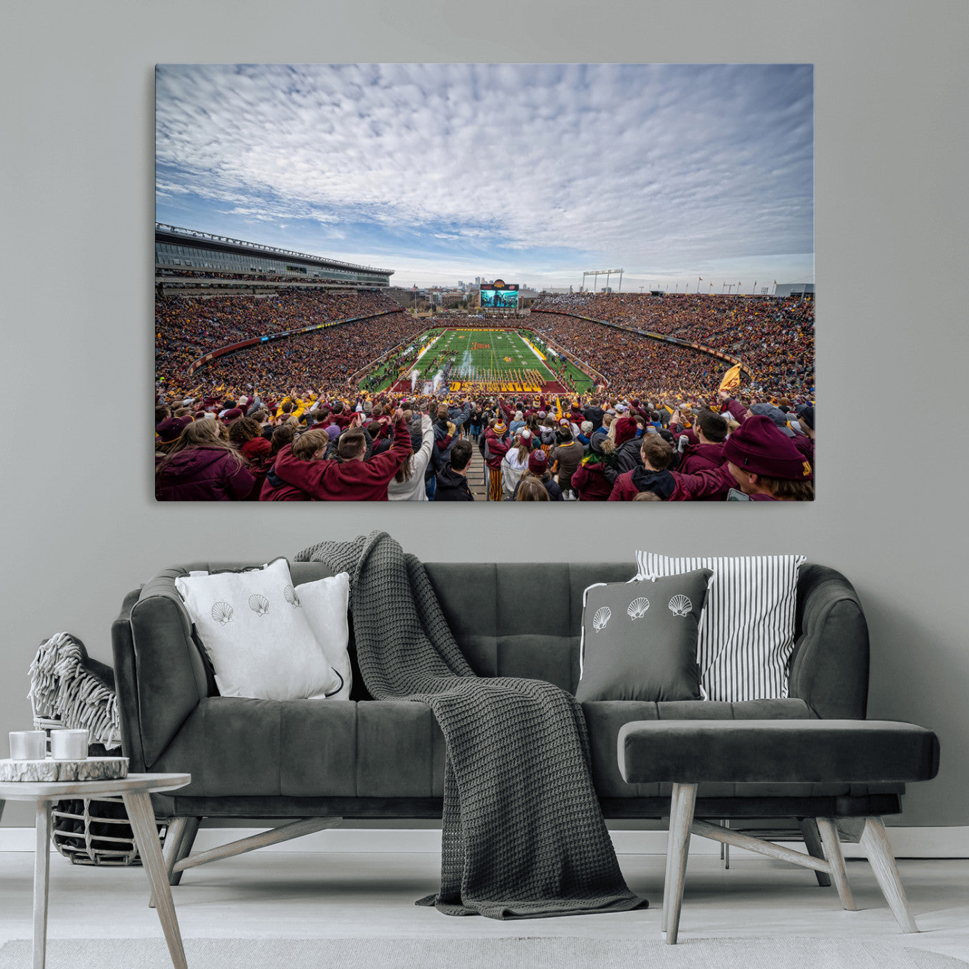 MGV-CV-36X24 - University of Minnesota Golden Gophers Football Team Print - Minneapolis Huntington Bank Stadium Art