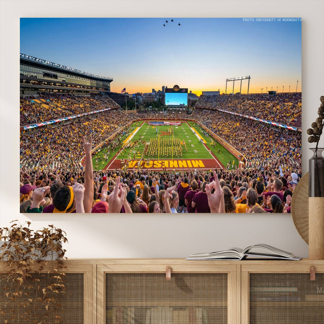 University of Minnesota Golden Gophers Football Team Print - Minneapolis Huntington Bank Stadium Wall Art Canvas Print