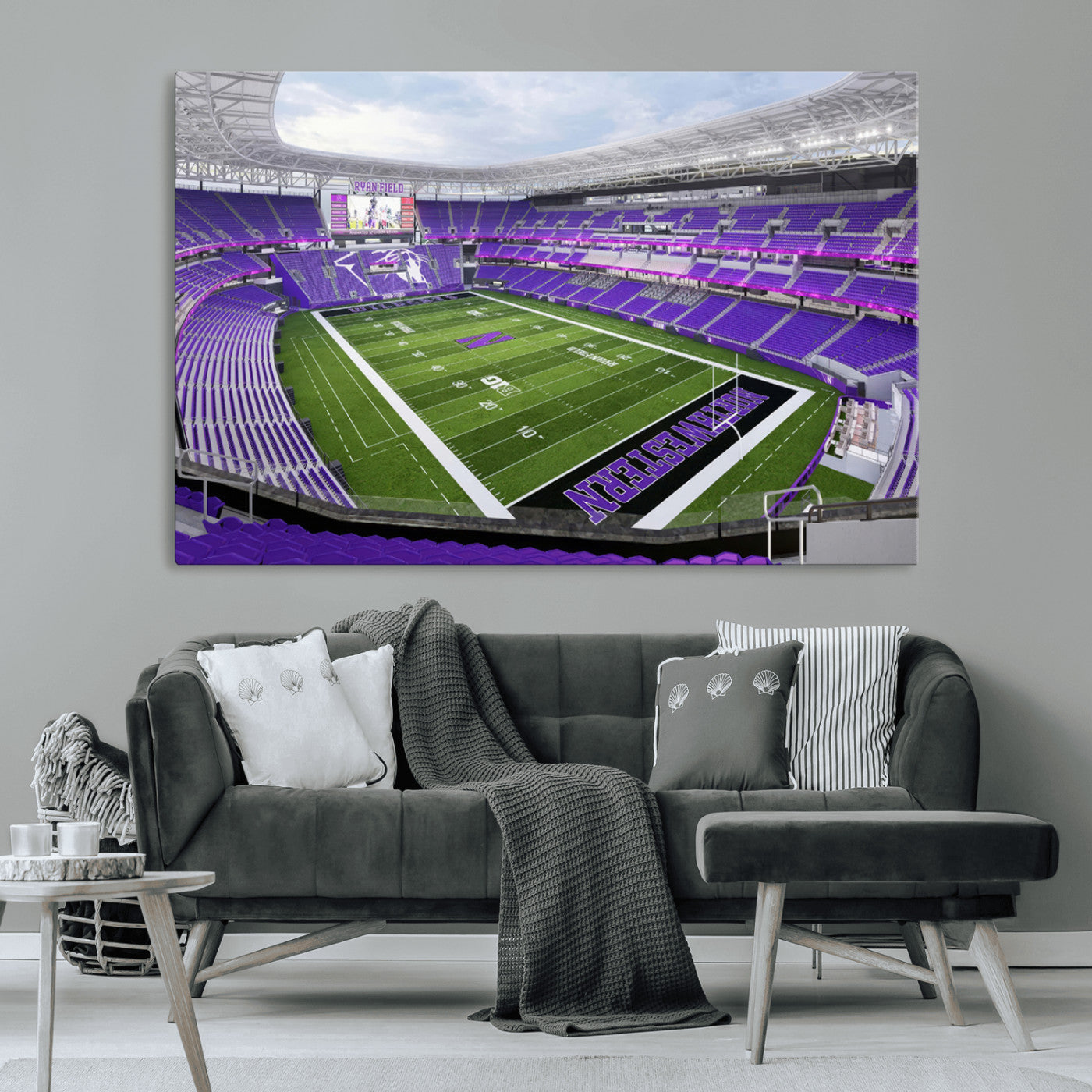MGV-CV-36X24 - Northwestern University Wildcats Football Team Print - Evanston Ryan Field Wall Art Canvas Print