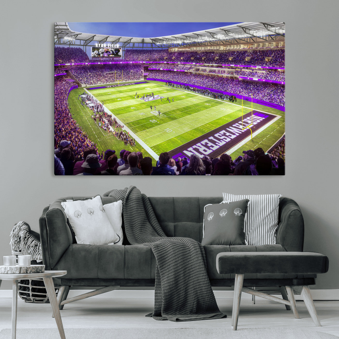 MGV-CV-36X24 - Northwestern University Wildcats Football Team Print - Evanston Ryan Field Wall Art Canvas Print