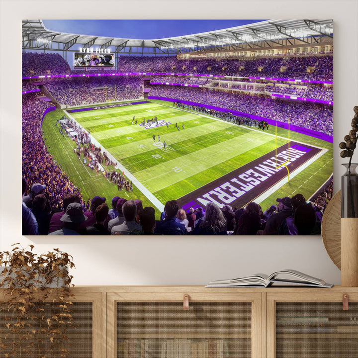 Northwestern University Wildcats Football Team Print - Evanston Ryan Field Wall Art Canvas Print