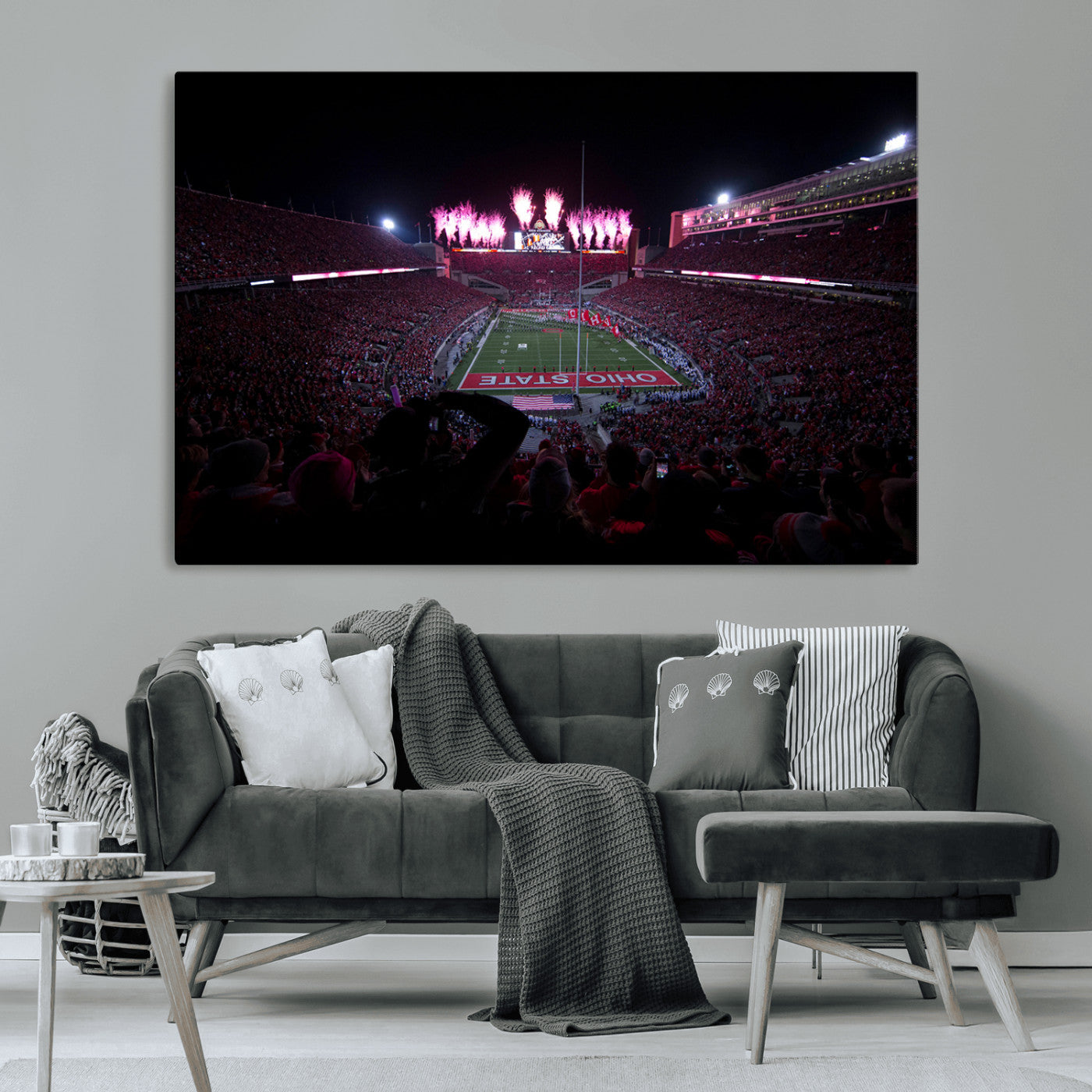 MGV-CV-36X24 - Ohio State University Buckeyes Football Team Print - Columbus Ohio Stadium Wall Art Canvas Print