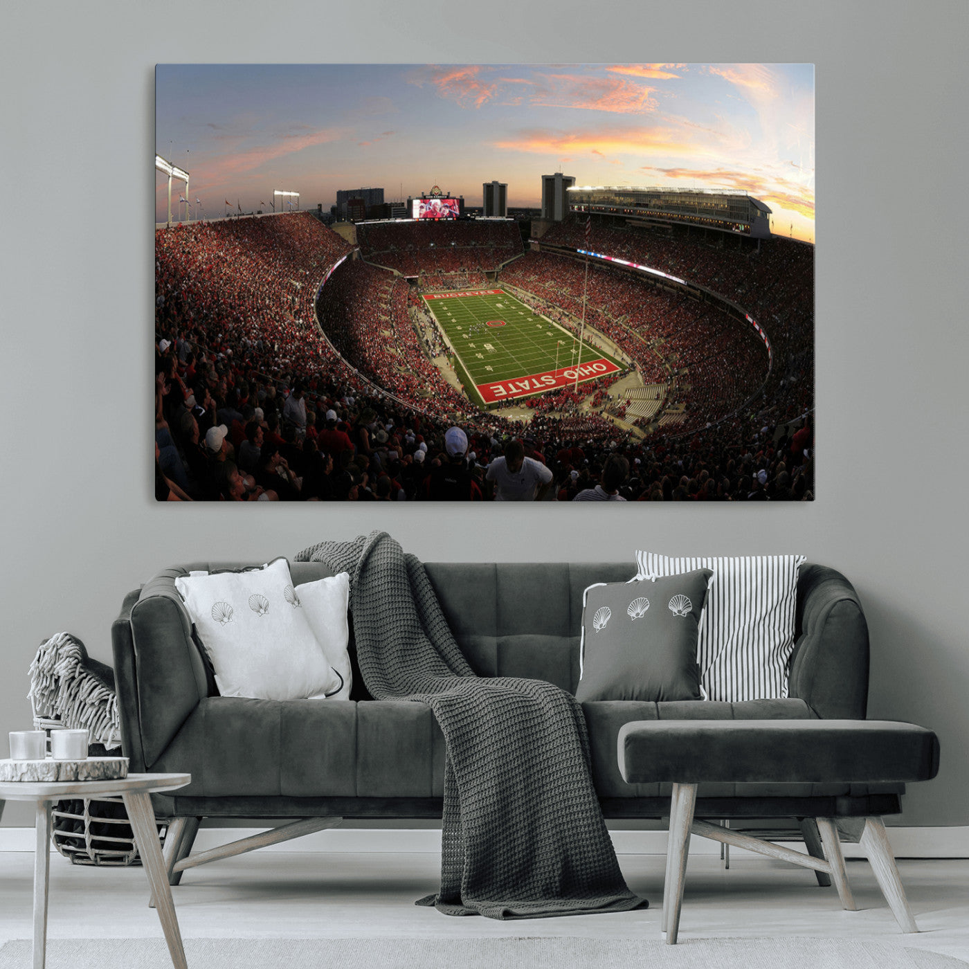 MGV-CV-36X24 - Ohio State University Buckeyes Football Team Print - Columbus Ohio Stadium Wall Art Canvas Print