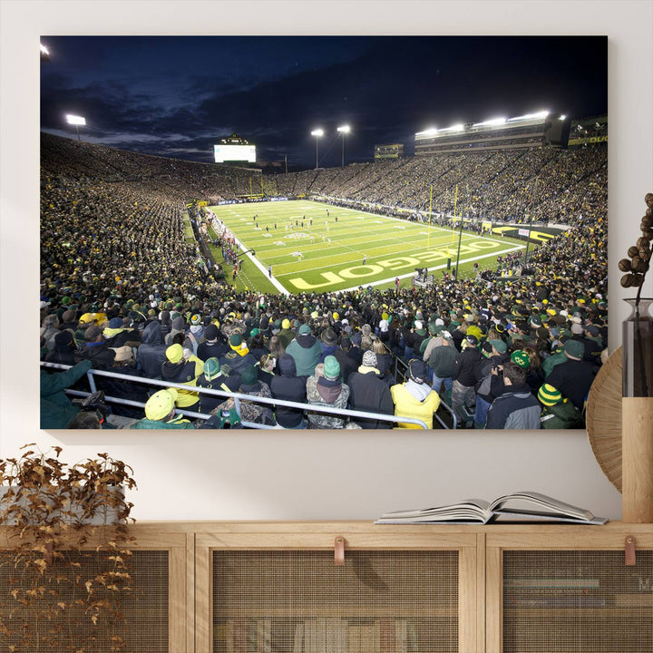 University of Oregon Ducks Football Team Print - Eugene Autzen Stadium Wall Art Canvas Print