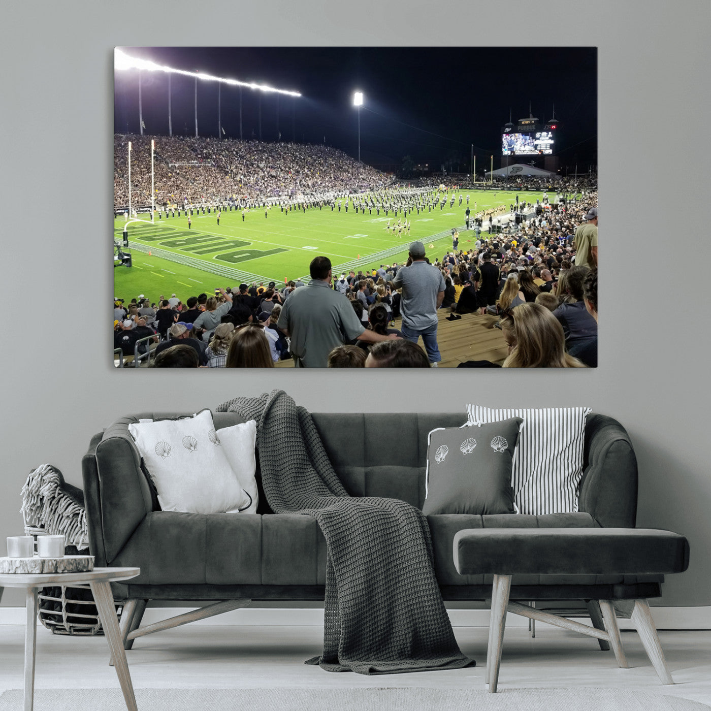 MGV-CV-36X24 - Purdue University Boilermakers Football Team Print - West Lafayette Ross-Ade Stadium Wall Art Canvas