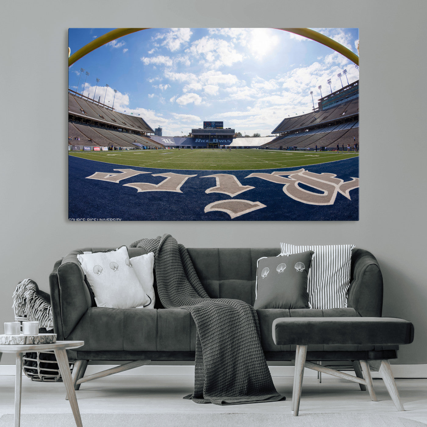 MGV-CV-36X24 - Rice University Owls Football Team Print - Houston Rice Stadium Wall Art Canvas Print