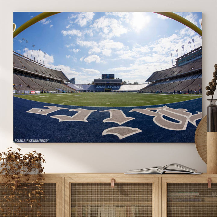 Rice University Owls Football Team Print - Houston Rice Stadium Wall Art Canvas Print