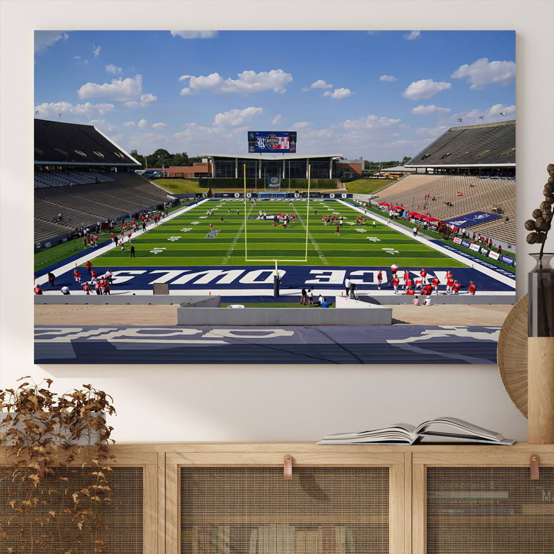 Rice University Owls Football Team Print - Houston Rice Stadium Wall Art Canvas Print