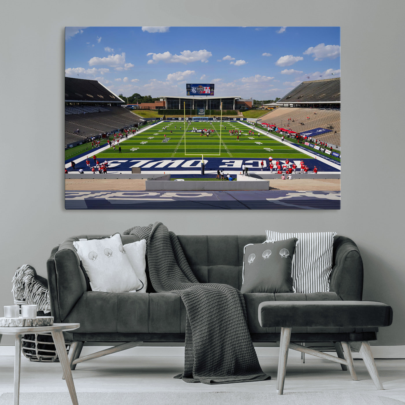 MGV-CV-36X24 - Rice University Owls Football Team Print - Houston Rice Stadium Wall Art Canvas Print