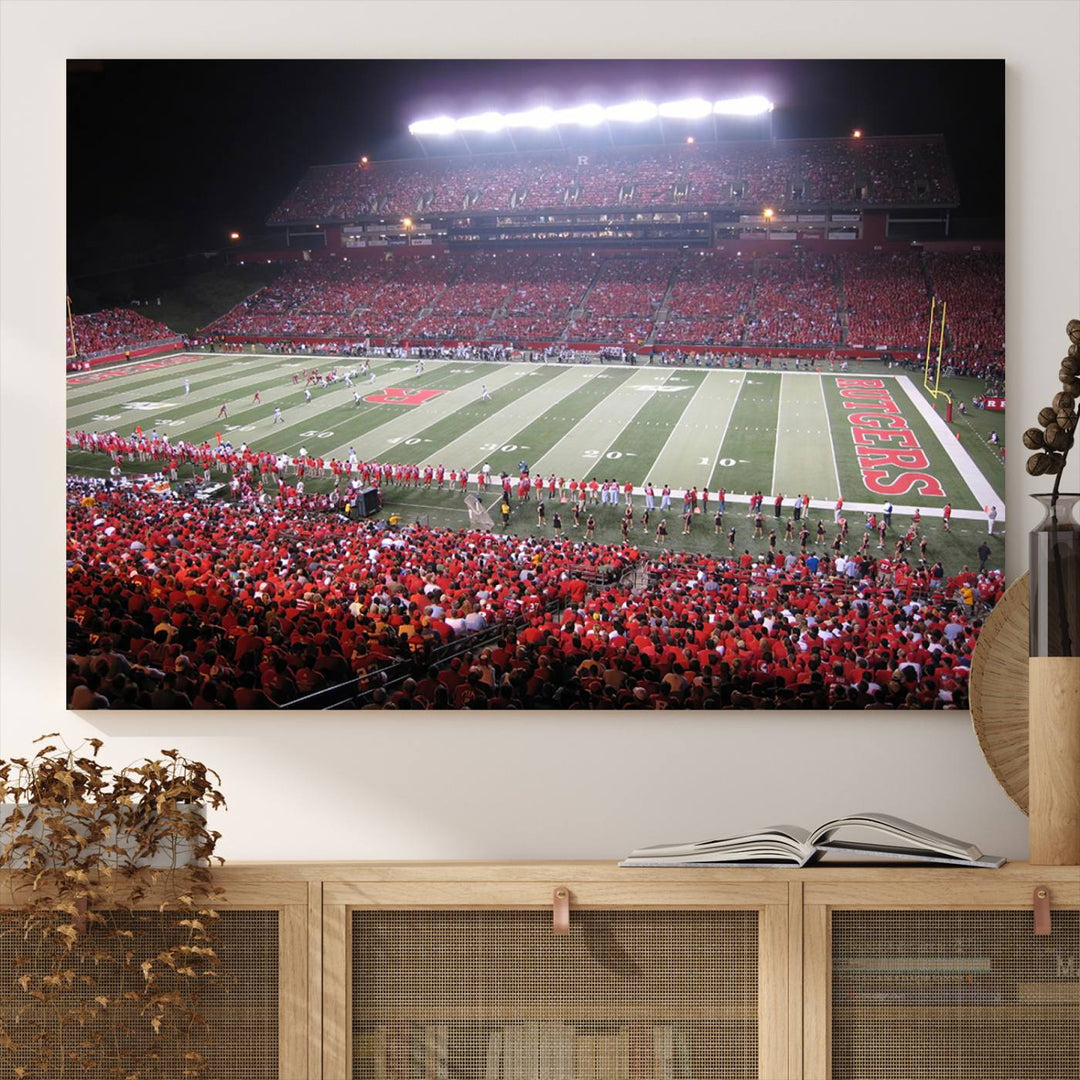 Rutgers University Scarlet Knights Football Team Print - Piscataway SHI Stadium Wall Art Canvas Print