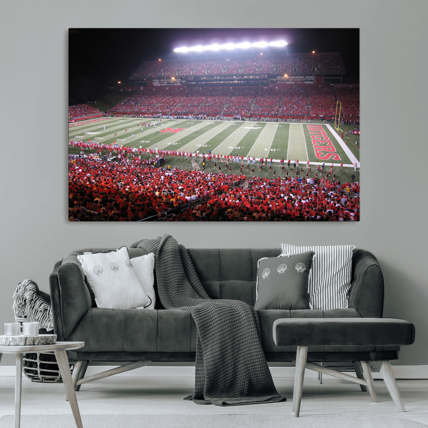 MGV-CV-36X24 - Rutgers University Scarlet Knights Football Team Print - Piscataway SHI Stadium Wall Art Canvas
