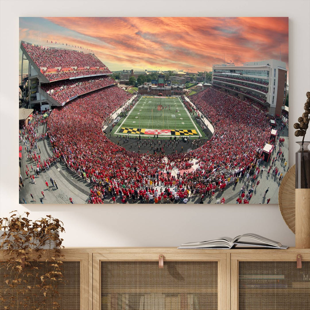 University of Maryland Terrapins Football Team Print - College Park SECU Stadium Wall Art Canvas Print