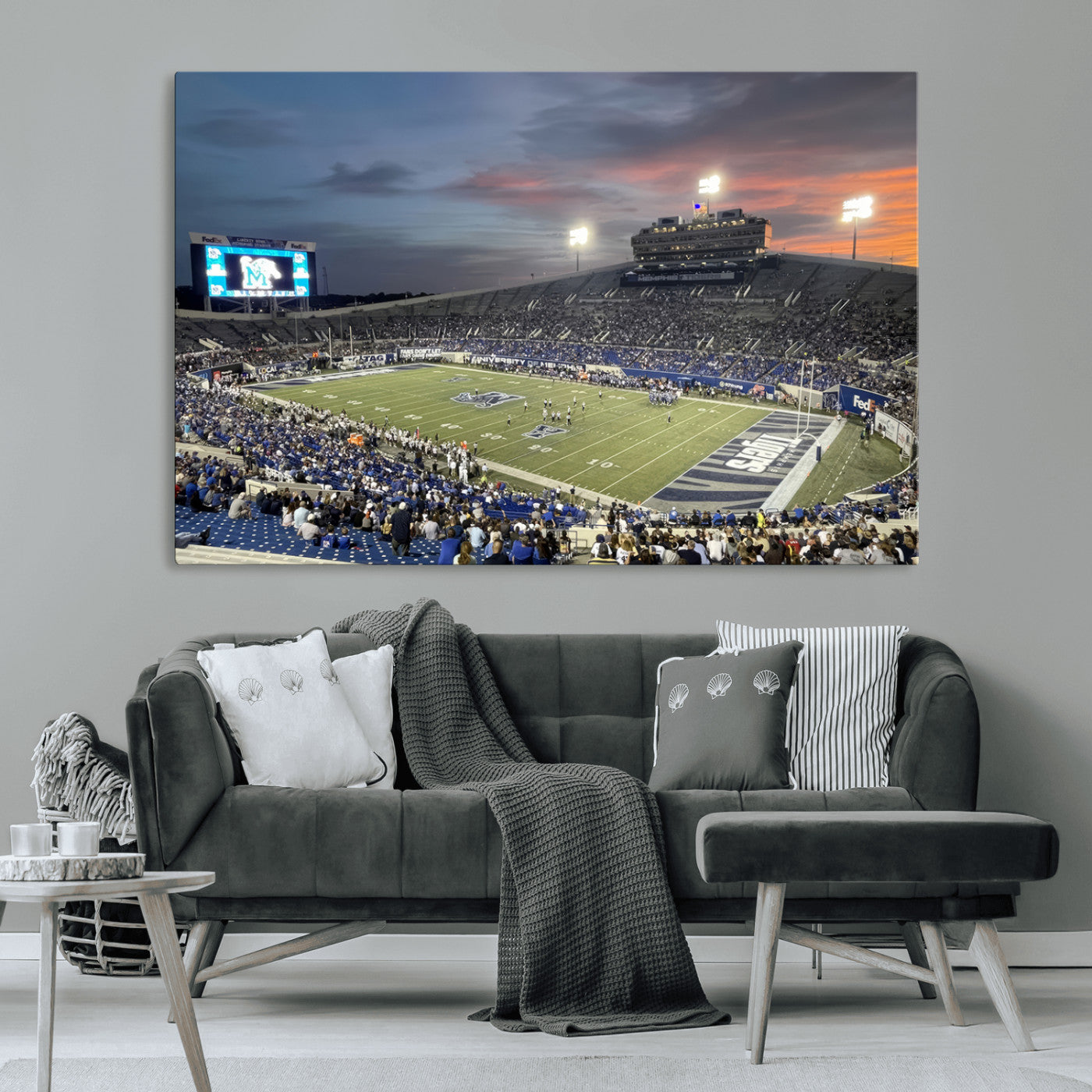 MGV-CV-36X24 - Memphis Tigers Football Team Print - Memphis Simmons Bank Liberty Stadium Wall Art Canvas Print