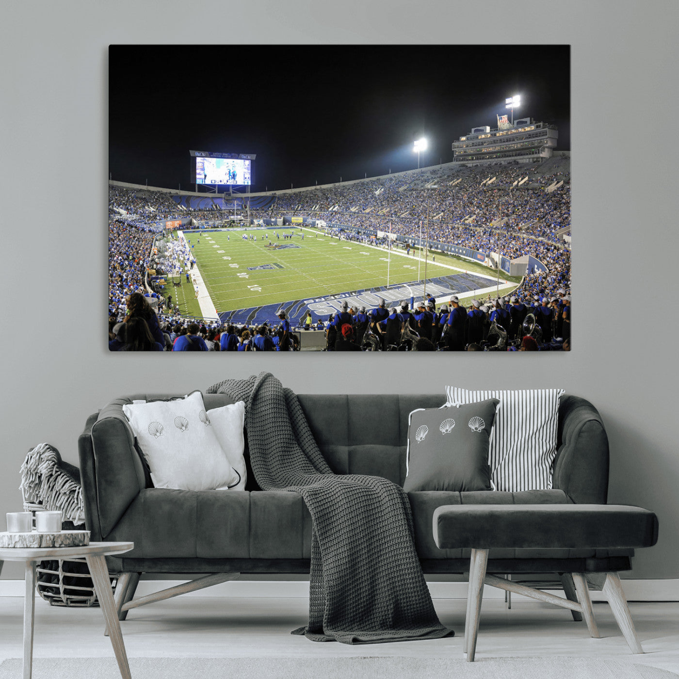 MGV-CV-36X24 - University of Memphis Tigers Football Team Print - Memphis Simmons Bank Liberty Stadium Wall Art