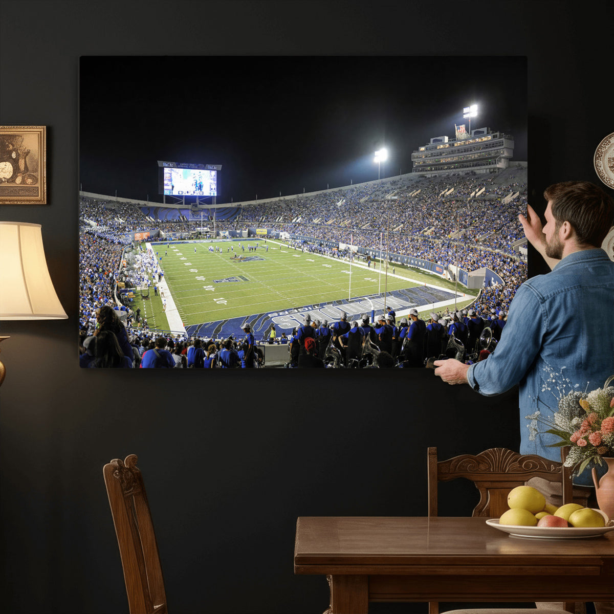 10894-PAN-FL-20X10 - University of Memphis Tigers Football Team Print - Memphis Simmons Bank Liberty Stadium Wall Art