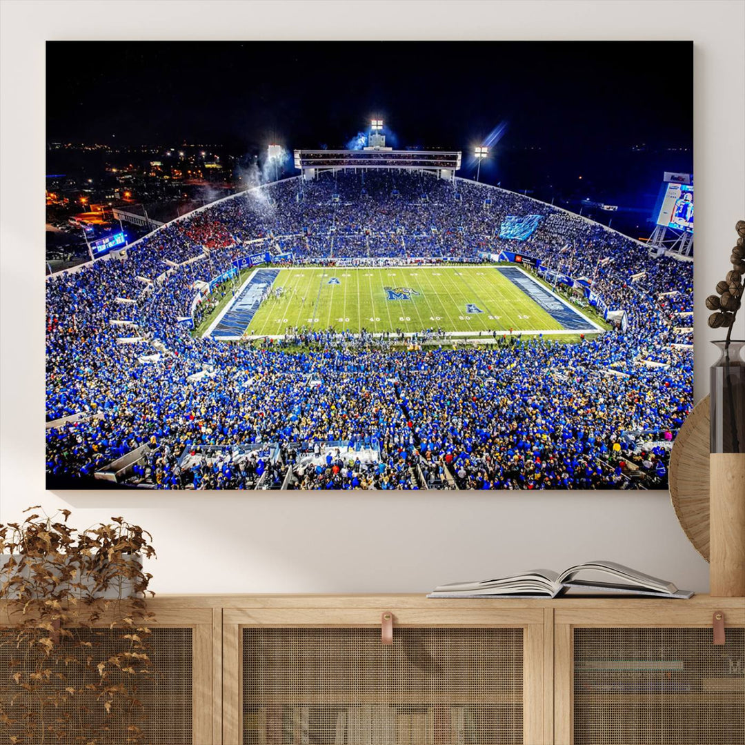 The University of Memphis Tigers Football Team Wall Art Canvas Print shines brightly.