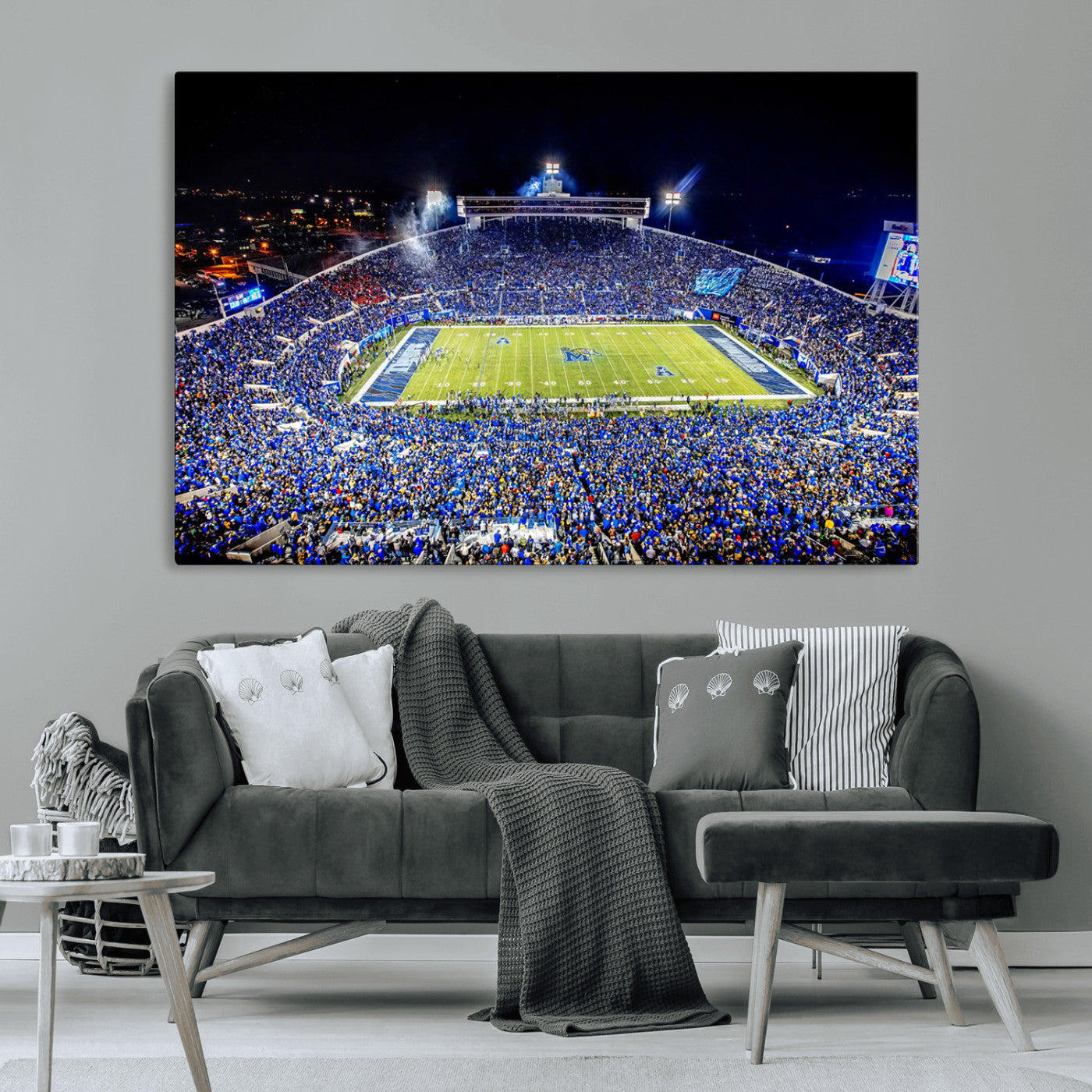 MGV-CV-36X24 - University of Memphis Tigers Football Team Print - Memphis Simmons Bank Liberty Stadium Wall Art